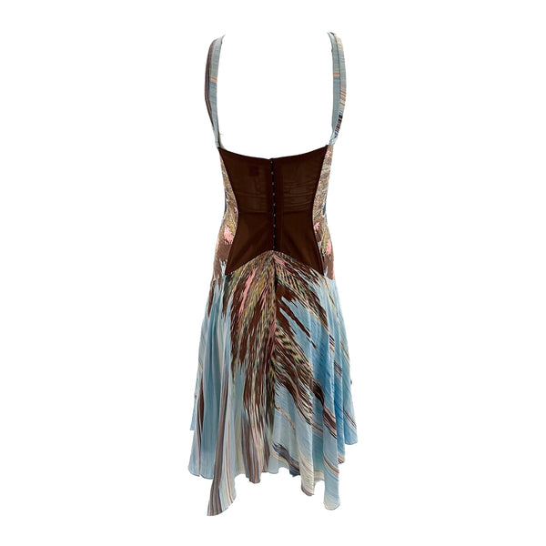 Roberto Cavalli Blue Feather Corset Dress - Apparel
