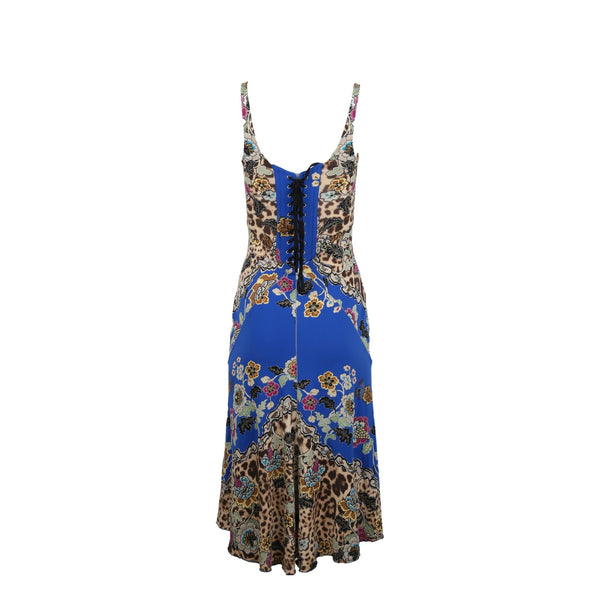 Roberto Cavalli Blue Floral Silk Dress - Apparel