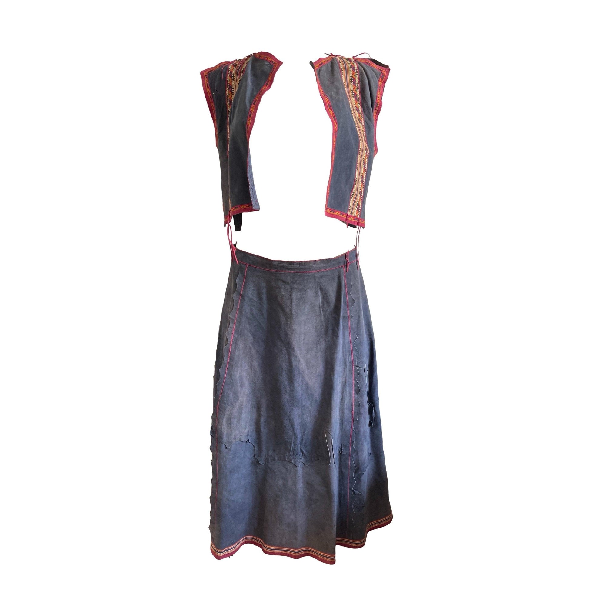 Roberto Cavalli Blue Leather Skirt Set - Apparel