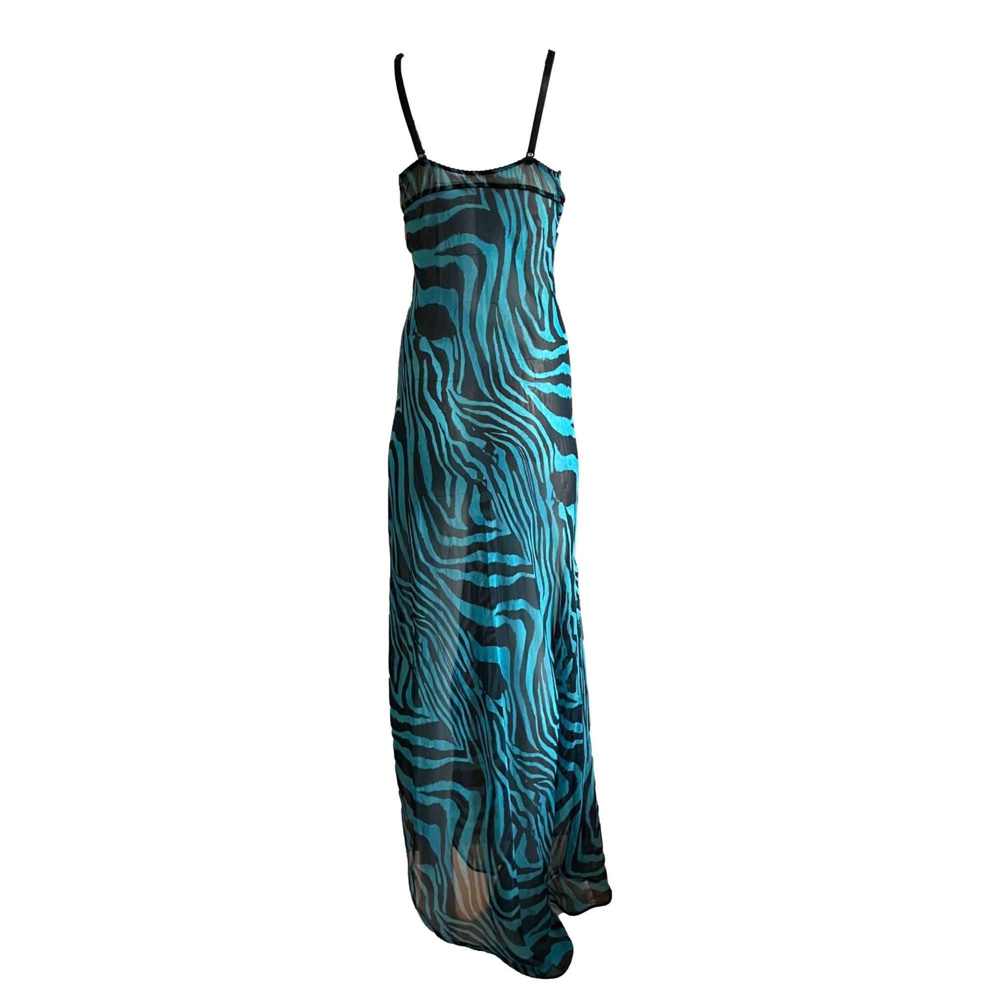 Roberto Cavalli Blue Zebra Sheer Dress