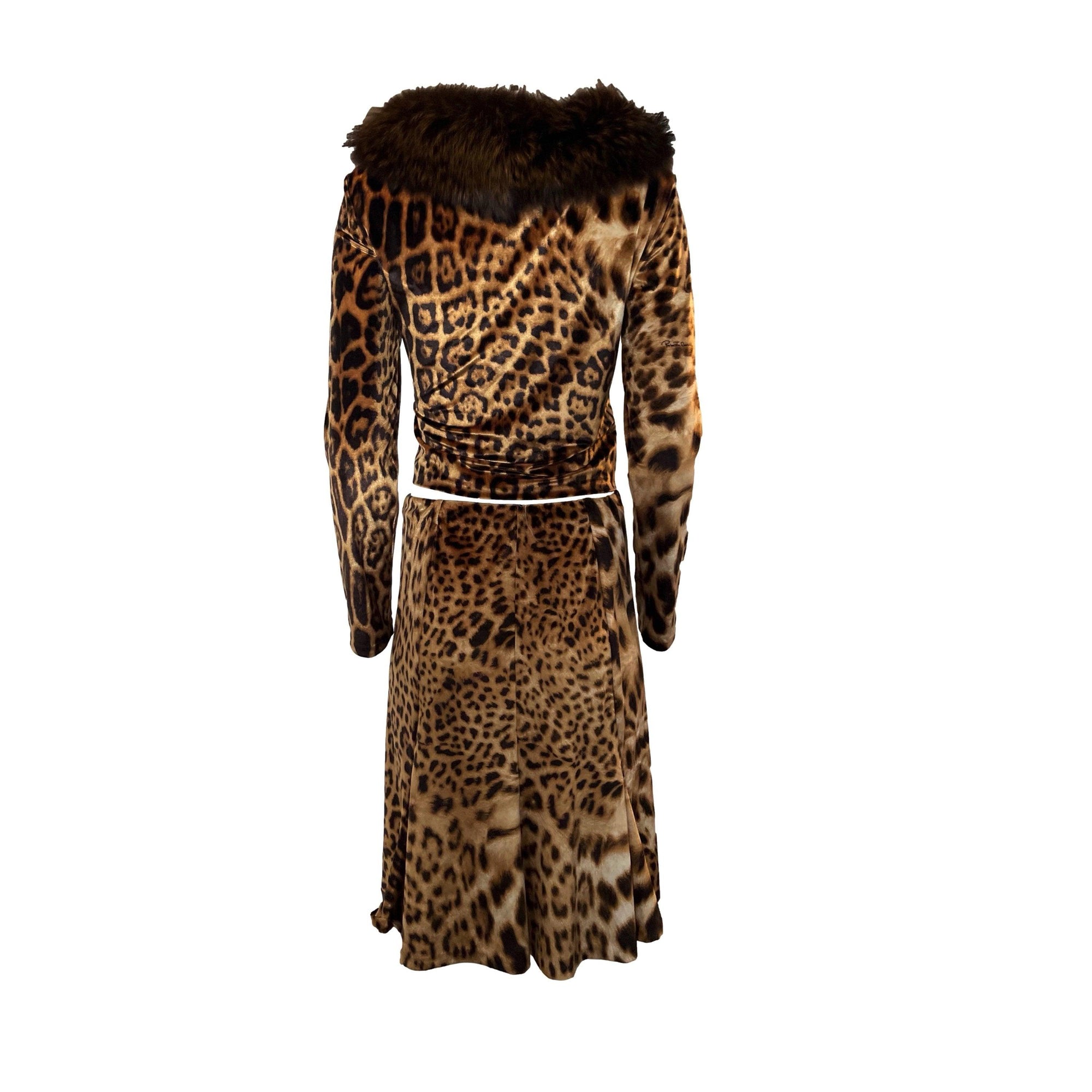 Roberto Cavalli Brown Cheetah Skirt Set - Apparel