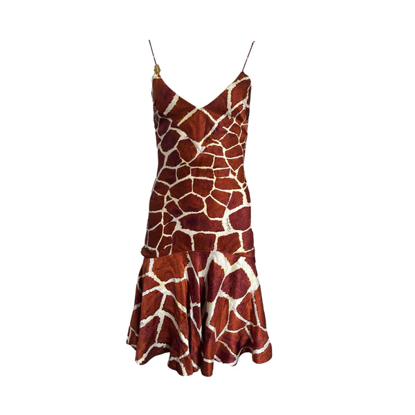 Roberto Cavalli Brown Print Silk Dress - Apparel