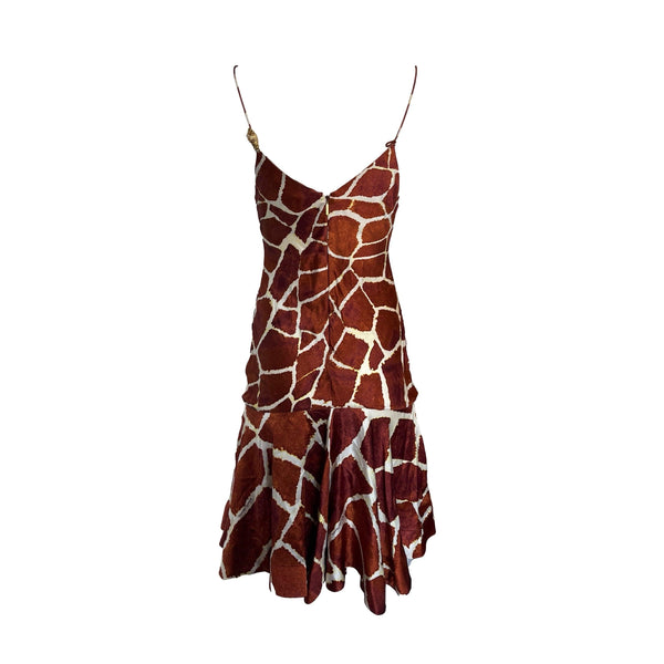 Roberto Cavalli Brown Print Silk Dress - Apparel