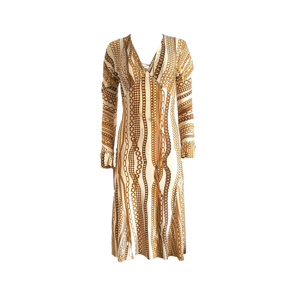 Treasures of NYC - Roberto Cavalli Gold Chain Print Dress