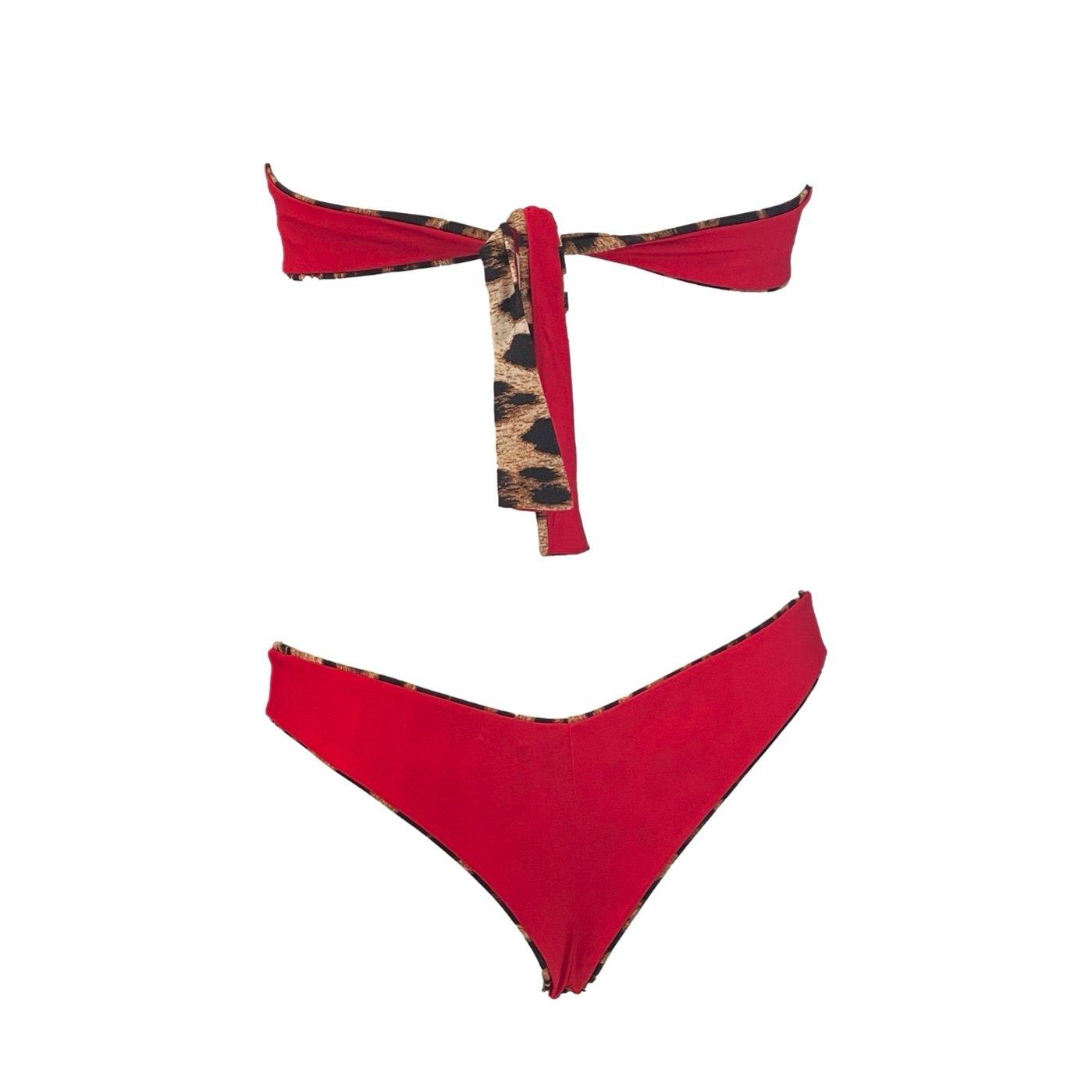 Roberto Cavalli Leopard Reversible Bandeau Bikini - Swimwear