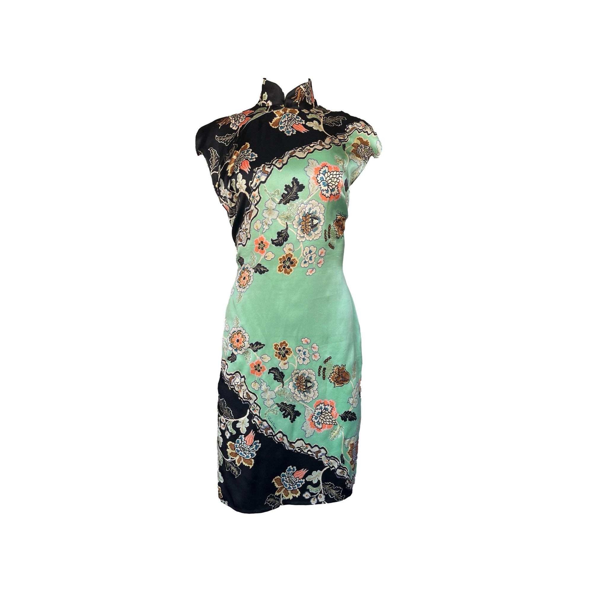 Roberto Cavalli Mint Floral Print Dress - Apparel