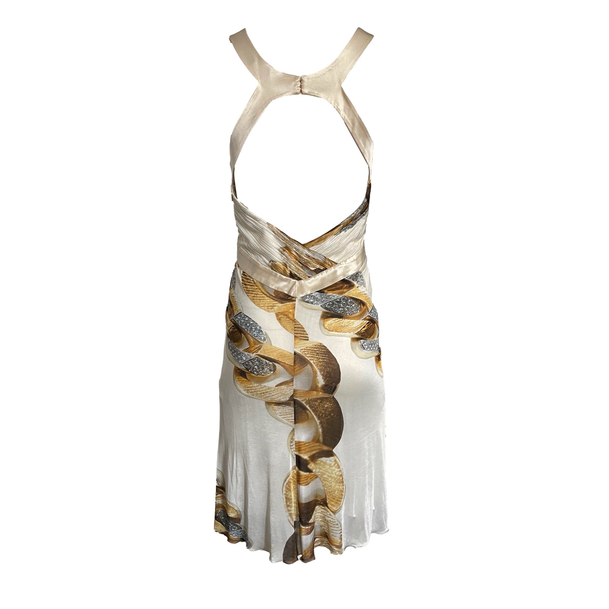 Roberto Cavalli Off White Chain Print Dress - Apparel