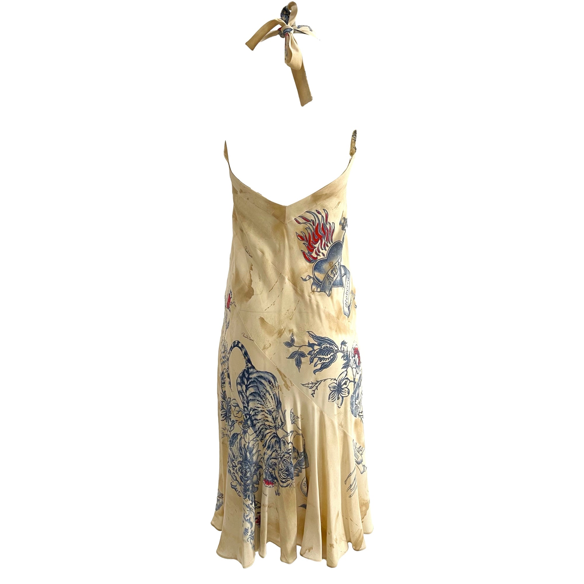 Cavalli Silk Tattoo Print Dress - Apparel