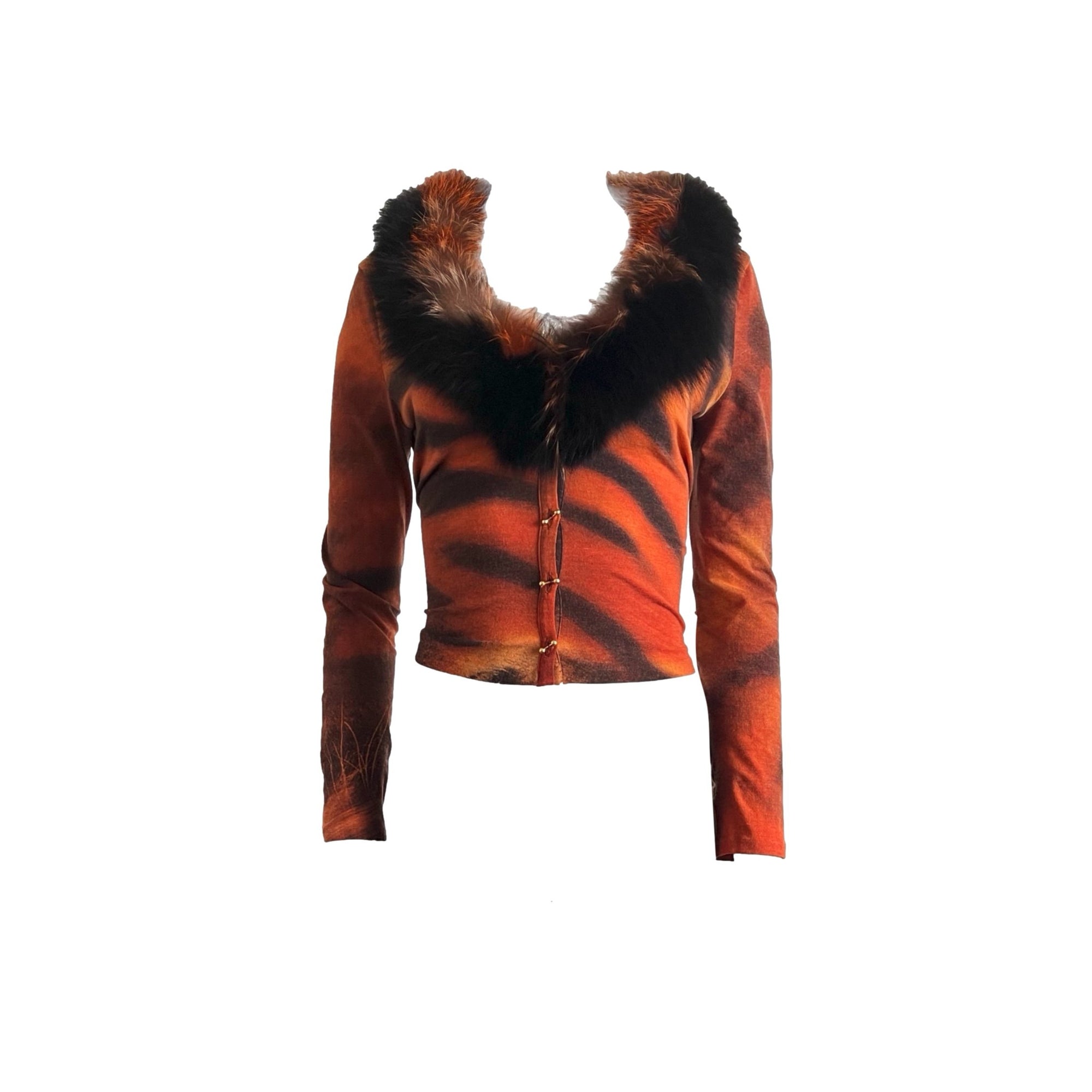 Roberto Cavalli Tiger Print Fur Top - Apparel