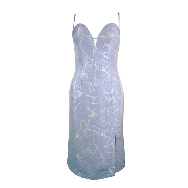 mugler blue dress Mugler // Ruched Sheer Midi Dress – VSP Consignment main image 0