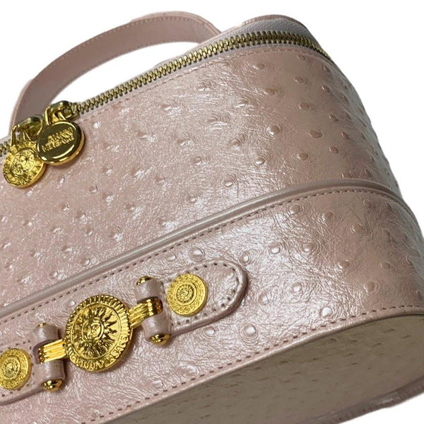Versace Baby Pink Embossed Vanity Bag - Handbags