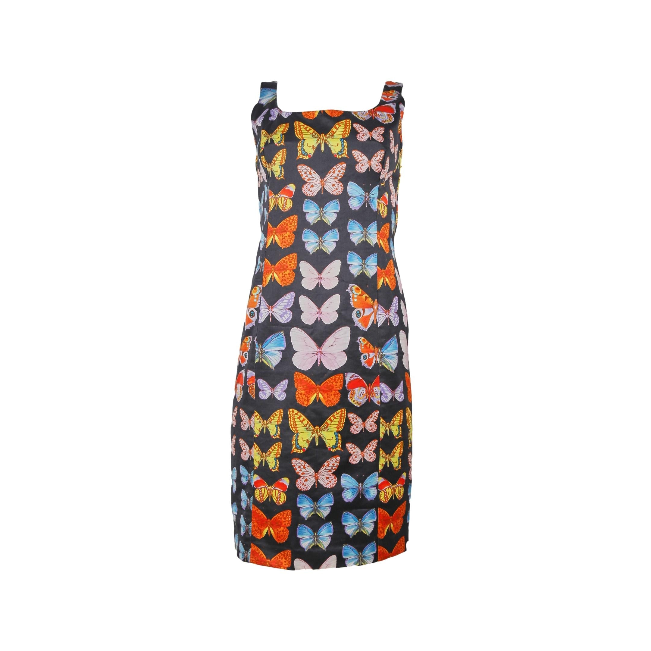 Versace Black Butterfly Print Dress - Apparel