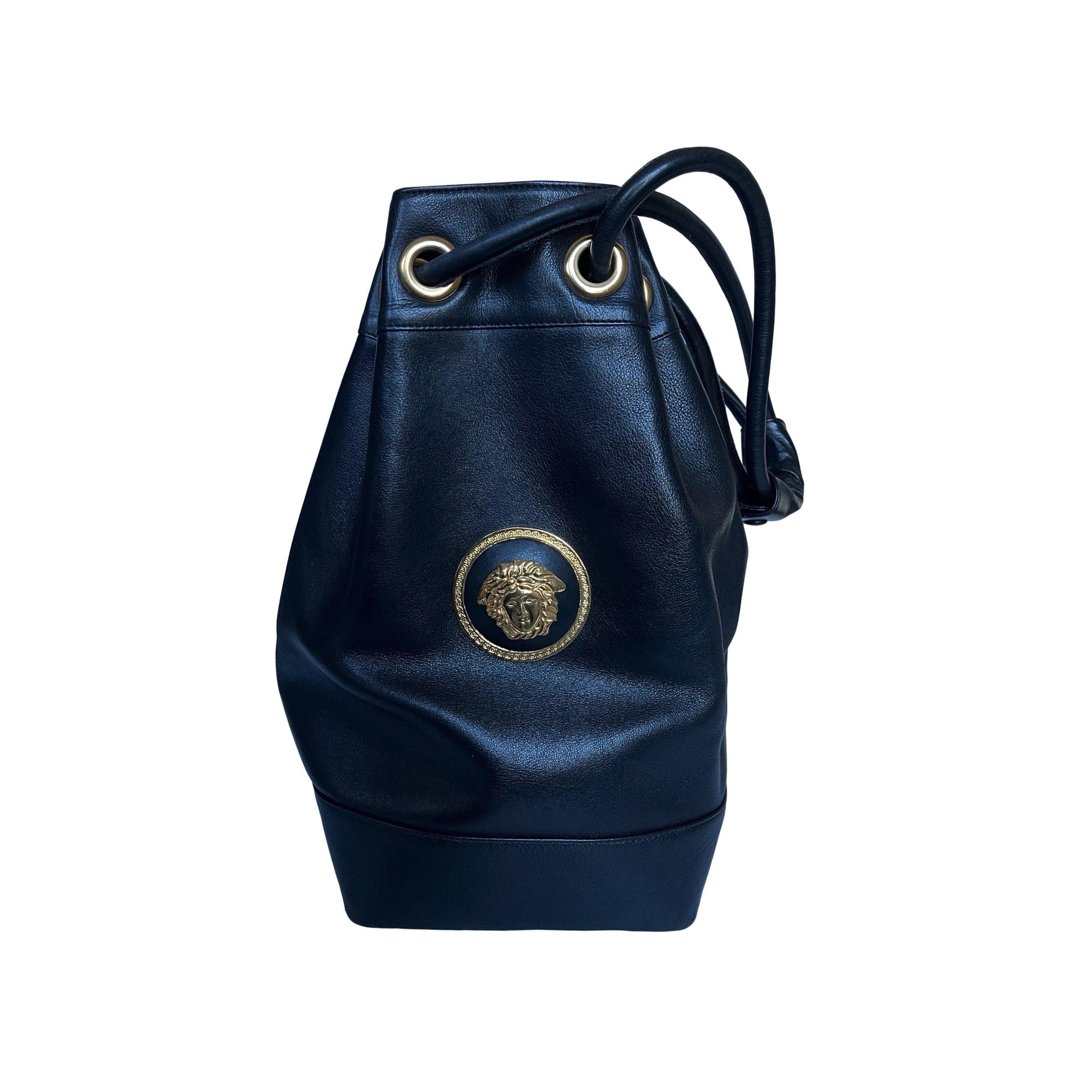 Versace Black Jumbo Bucket Bag - Handbags