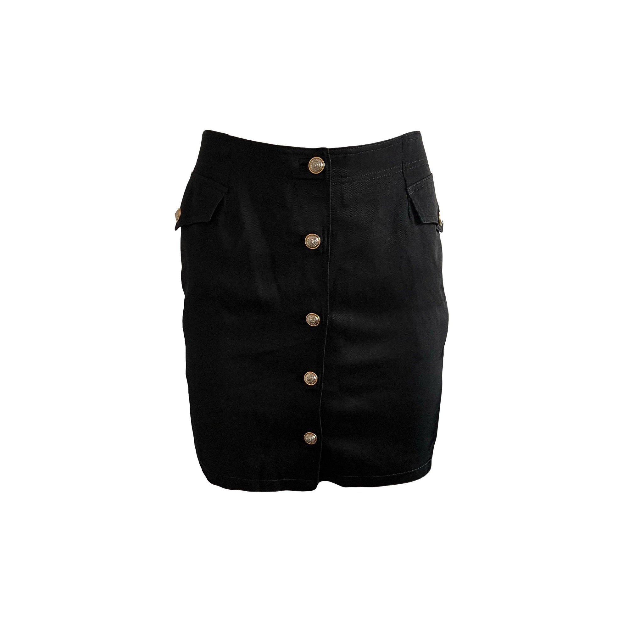 Versace Black Logo Button Skirt - Apparel