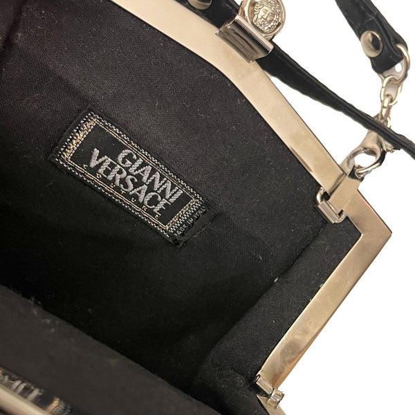 Versace Black Logo Mini Kisslock Shoulder Bag - Handbags