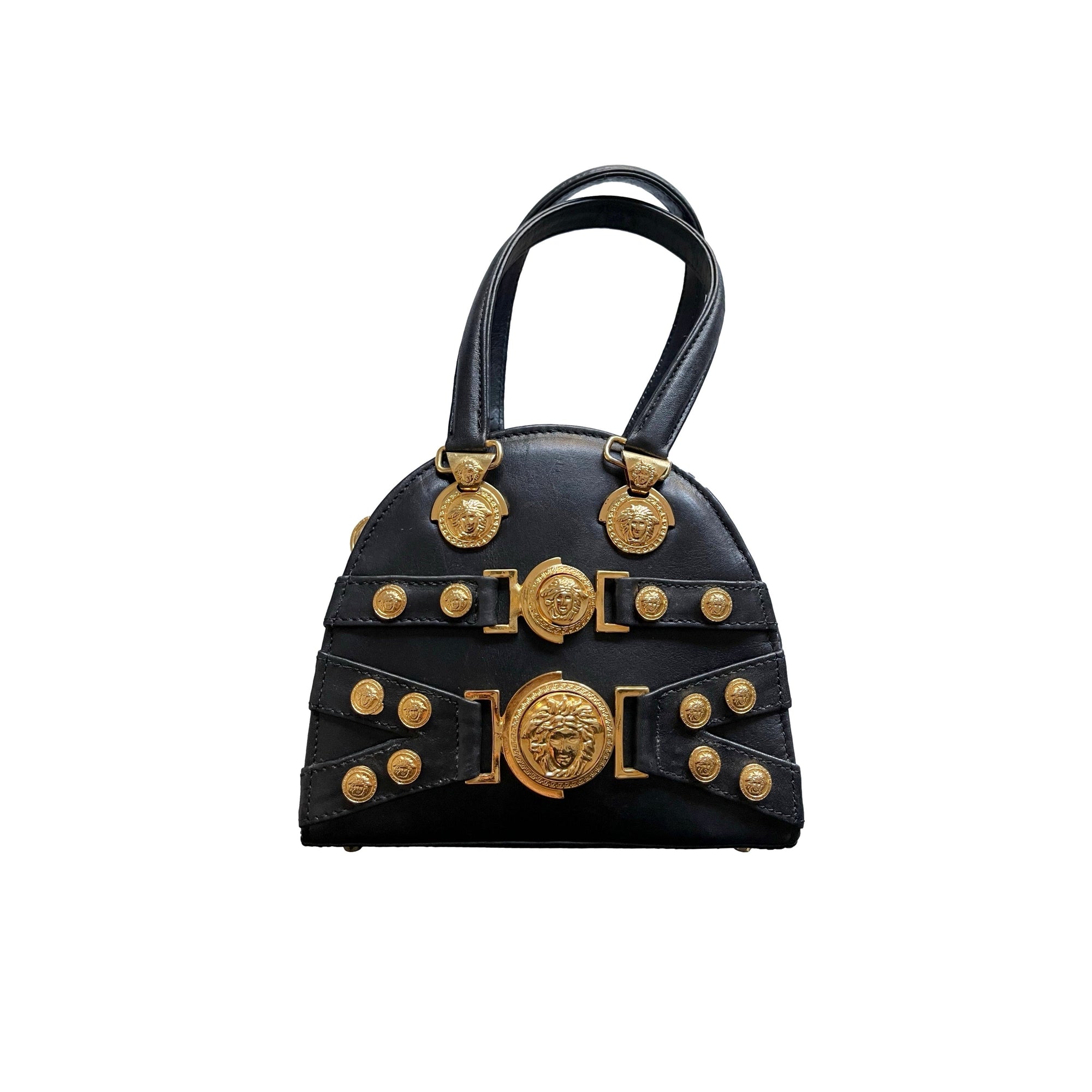 Versace Black Medusa Charm Mini Top Handle - Handbags