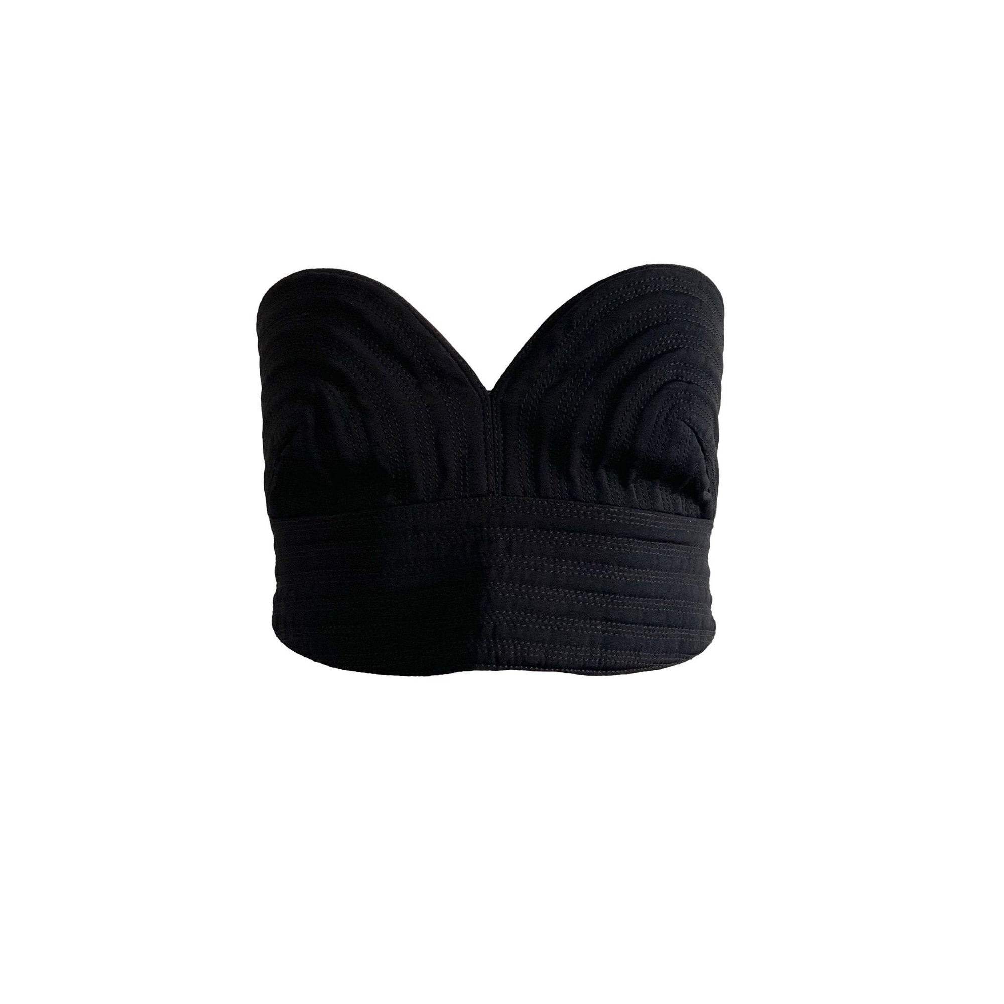 Versace Black Pleated Bustier Top - Apparel