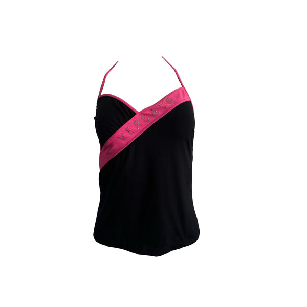 Versace Black Rhinestone Tankini Top - Swimwear