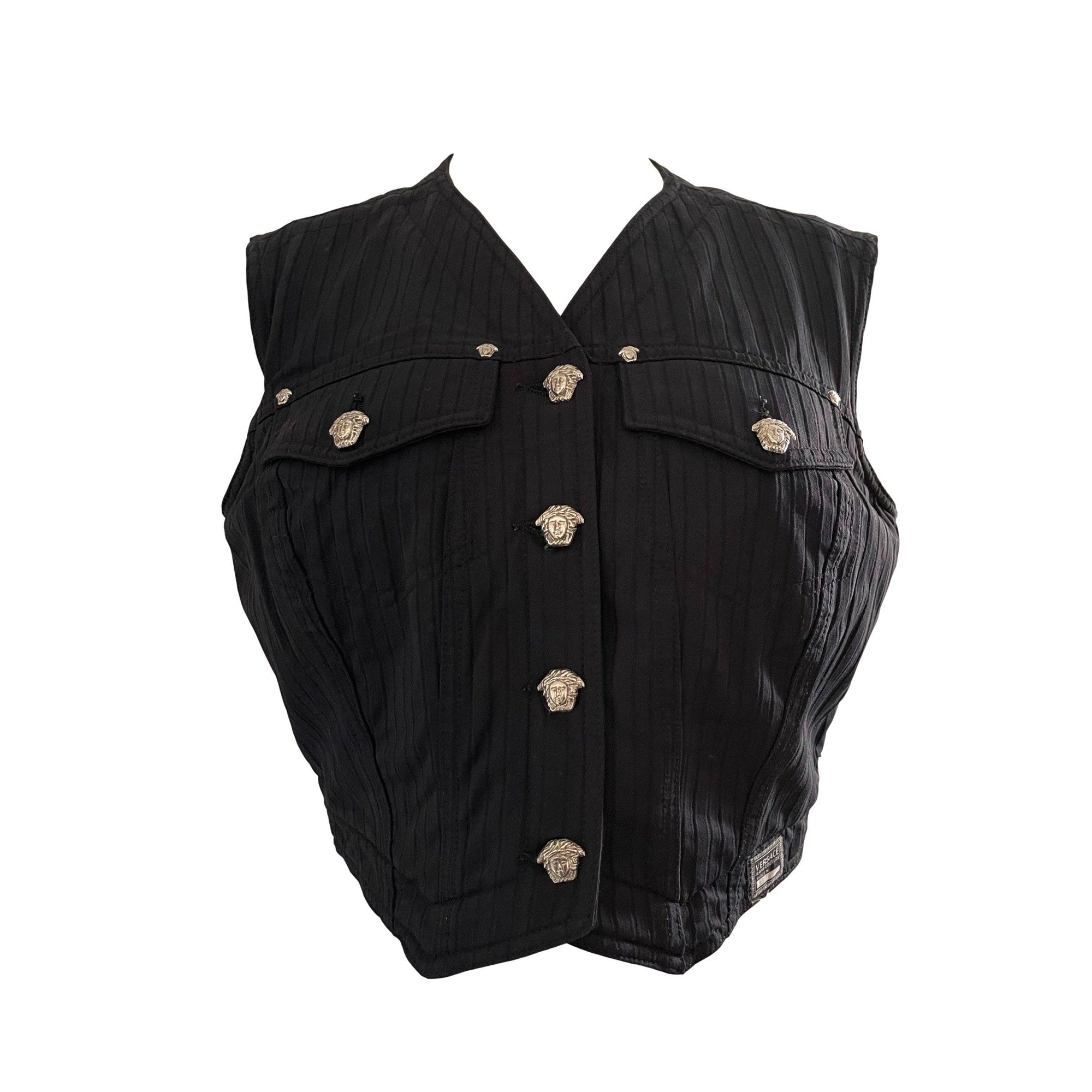 Versace Black Ribbed Vest - Apparel
