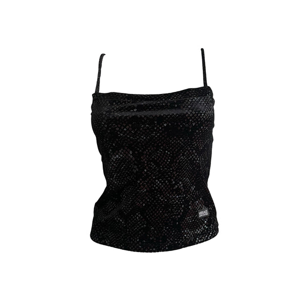 Versace Black Velvet Tank Top - Apparel