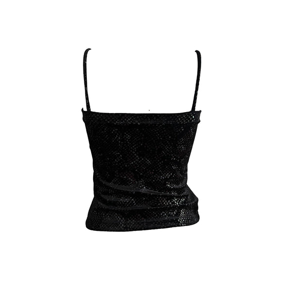 Versace Black Velvet Tank Top - Apparel