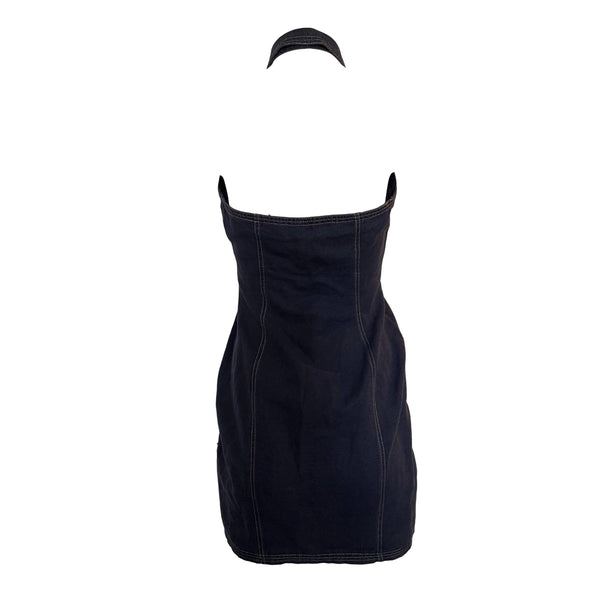 Versace Blue Denim Halter Dress - Apparel