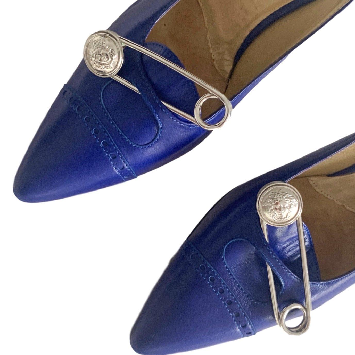 Versace Blue Safety Pin Heels Versace Blue Safety Pin Heels