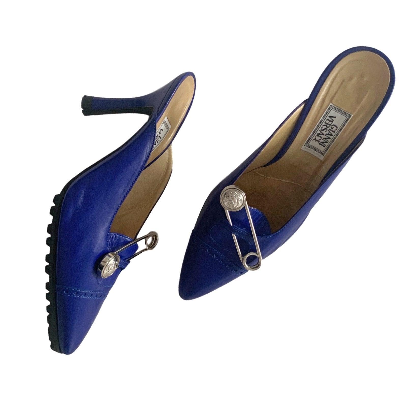 Versace Blue Safety Pin Heels Versace Blue Safety Pin Heels