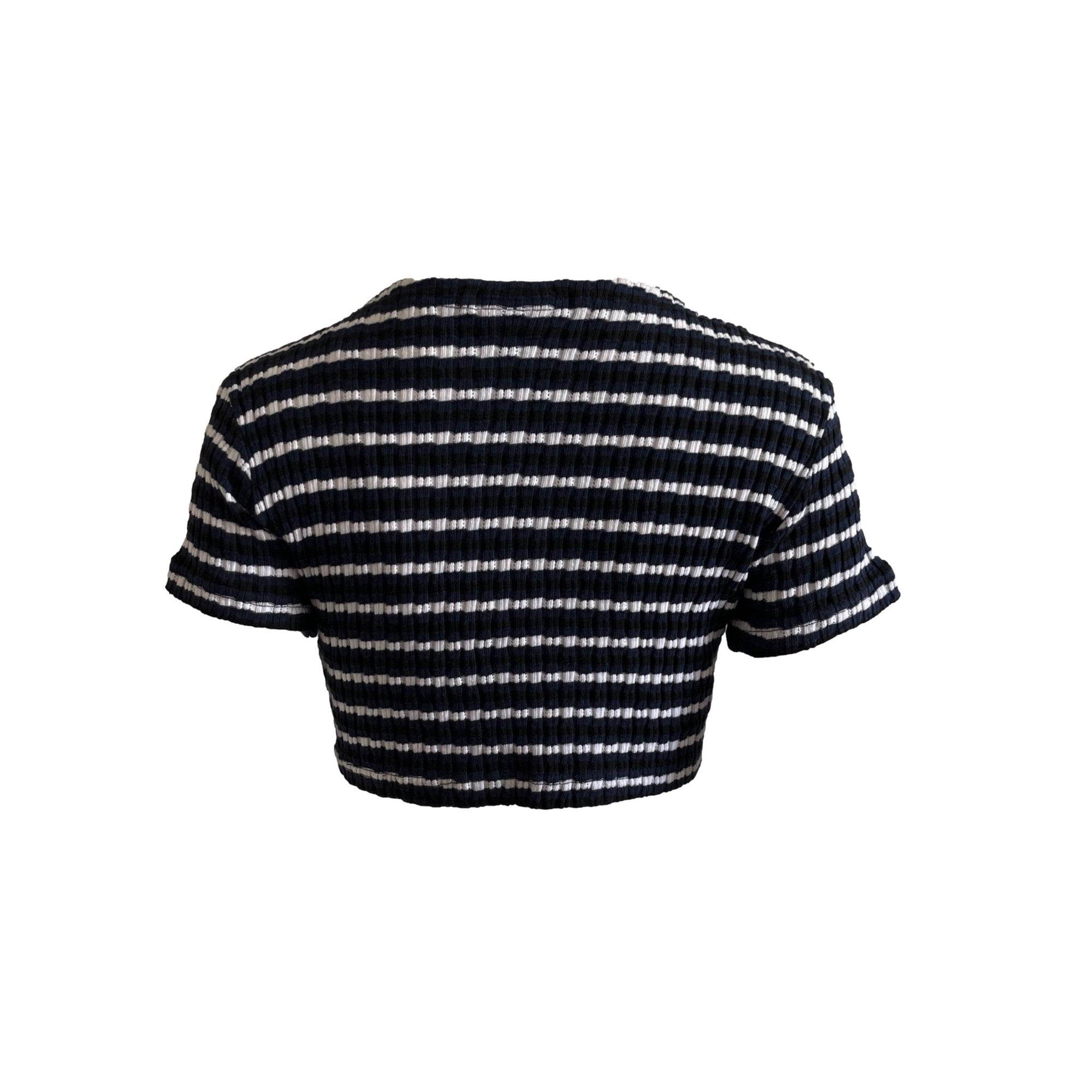 Versace Blue Stripe Crop Top - Apparel