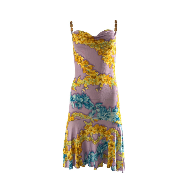 Versace Floral Chain Strap Dress - Apparel