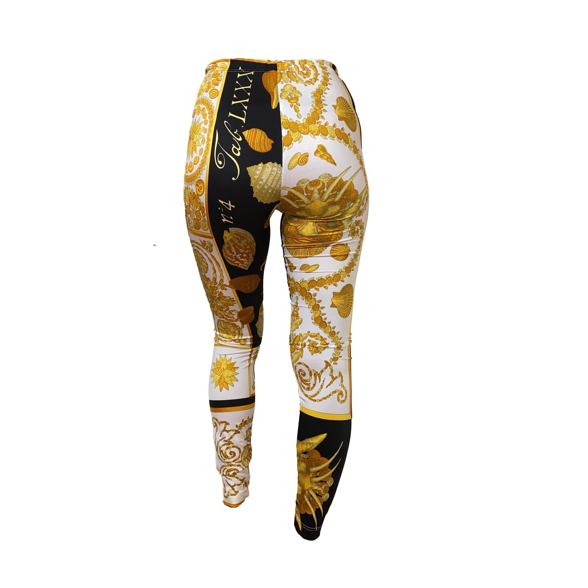 Versace Gold Print Stretch Leggings - Apparel