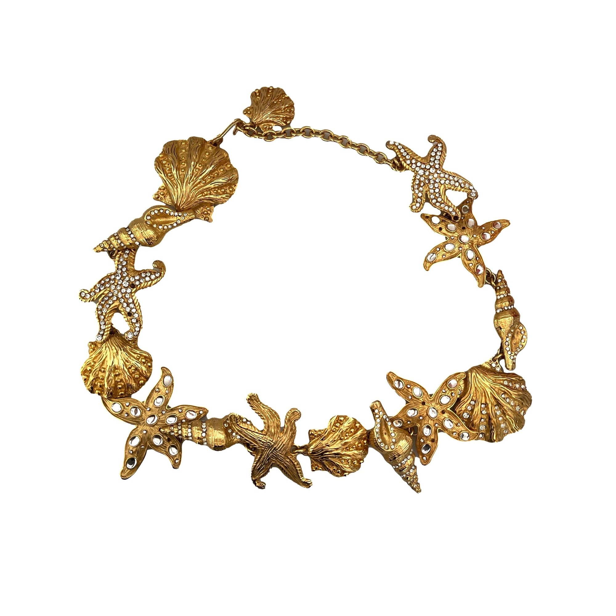 Versace Gold Rhinestone Seashell Belt - Accessories