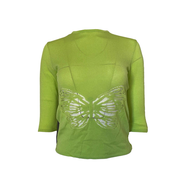 Versace Lime Green Butterfly Top - Apparel