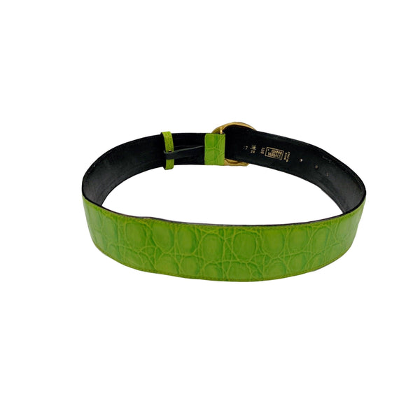 Versace Lime Green Croc Jumbo Logo Belt - Accessories
