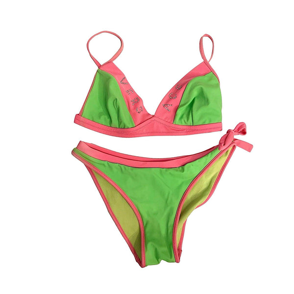 Versace Lime Green Rhinestone Bikini - Swimwear