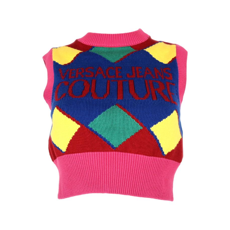 Versace Multi Knit Cropped Sweater Vest - Apparel