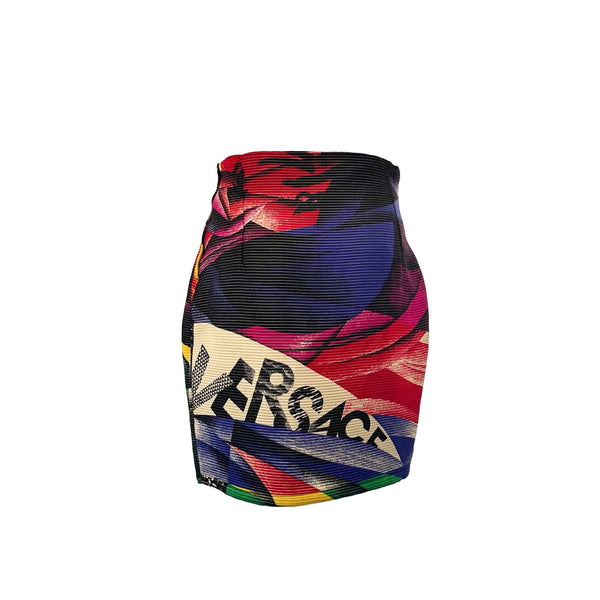 Versace Multicolor Textured Logo Skirt - Apparel