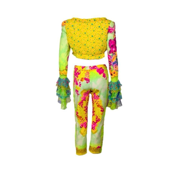 Versace Neon Floral Cropped Set - Apparel