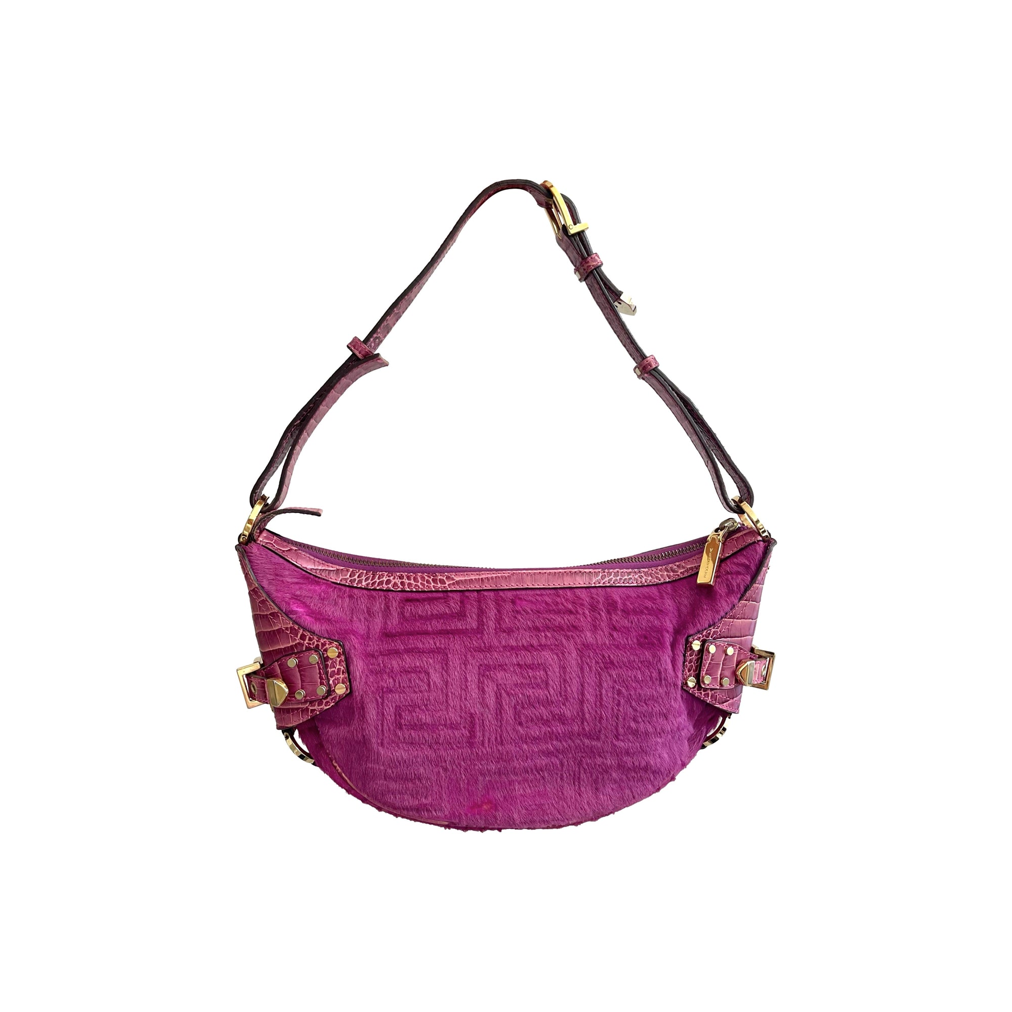 Versace Pink Calf Hair Shoulder Bag - Handbags