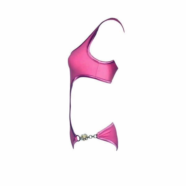 Versace Pink Cut Out Charm One Piece - Swimwear