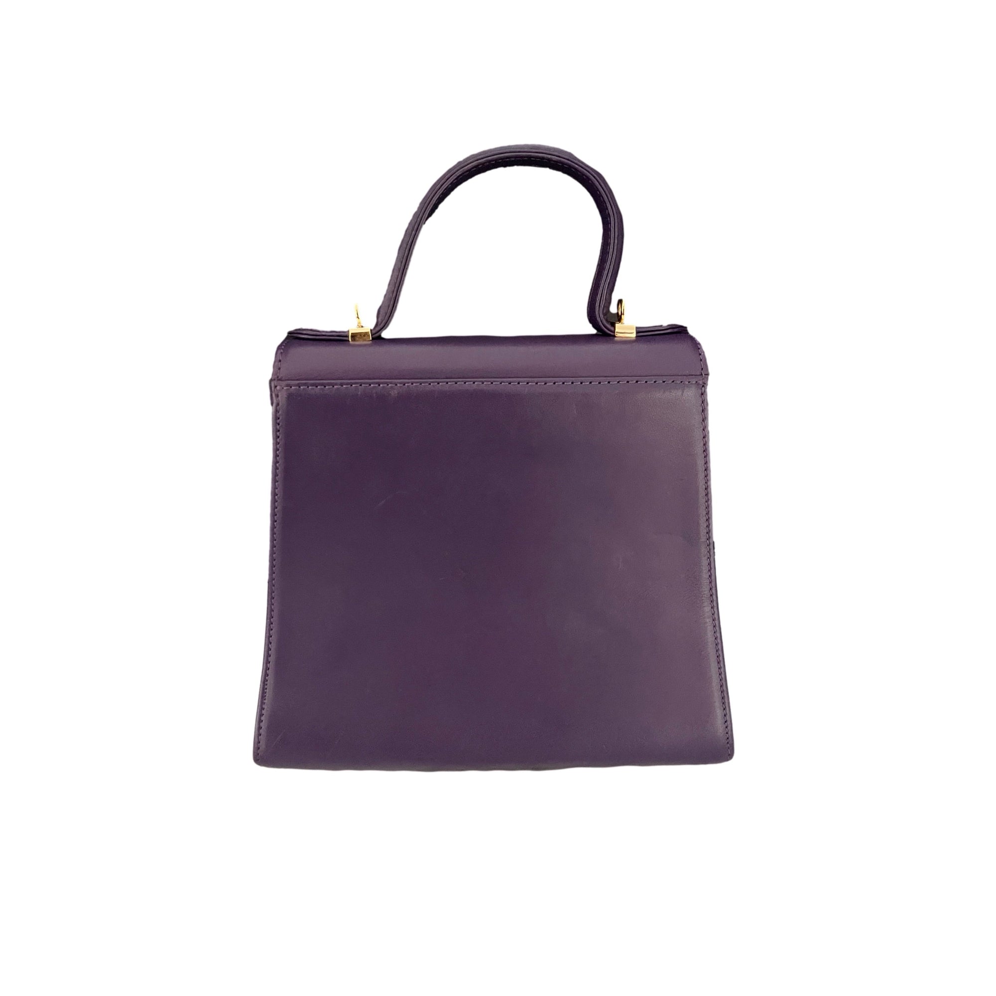 Versace Purple Studded Top Handle - Handbags