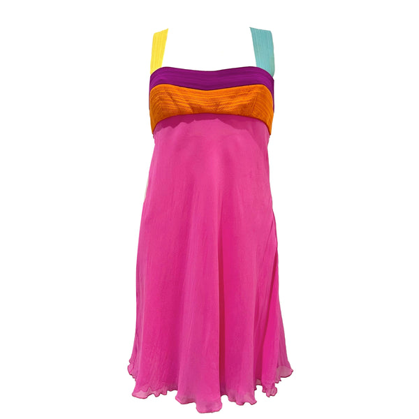 Versace Silk 2003 Color-blocked Silk Dress - Apparel