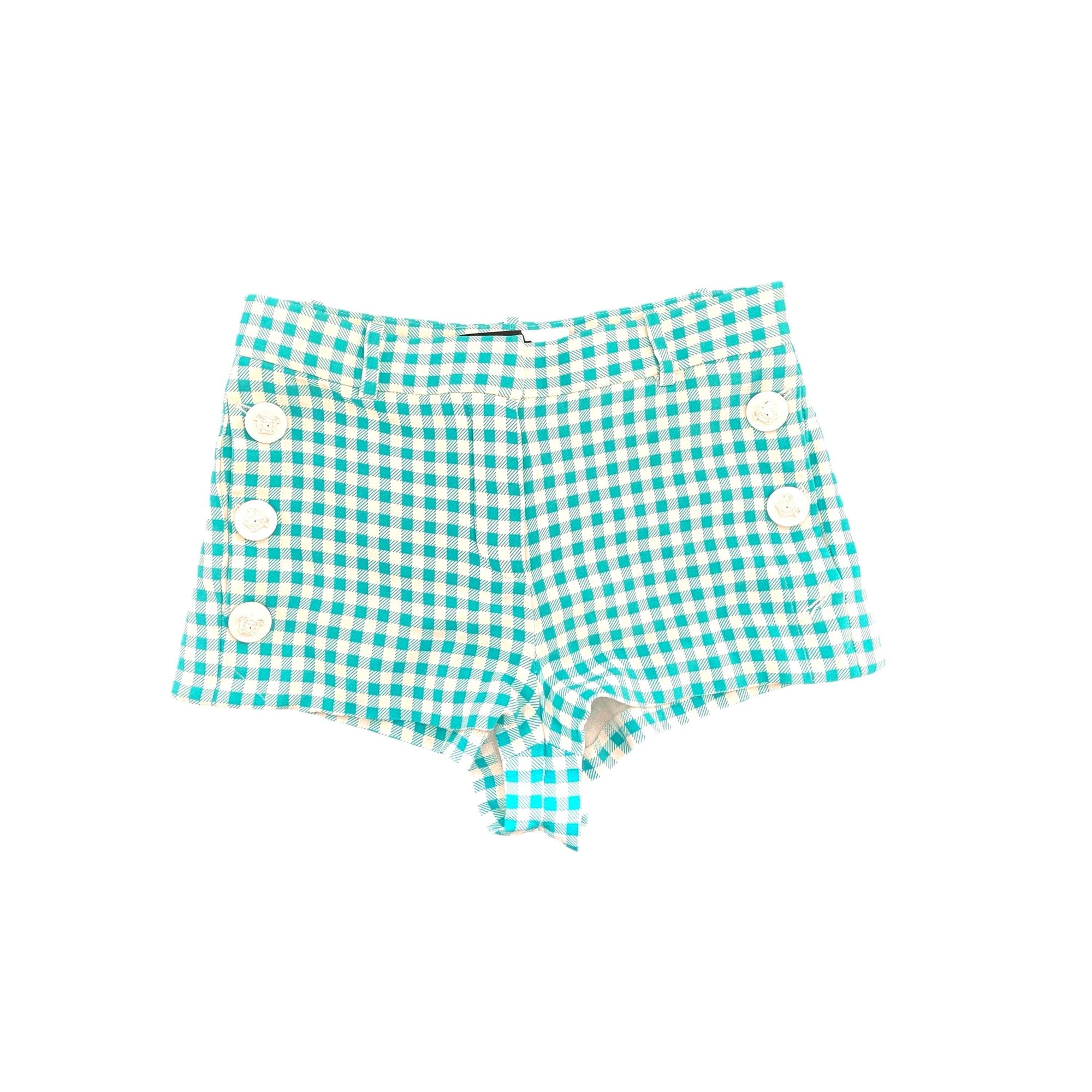 Versace Turquoise Plaid Swim Shorts - Swimwear