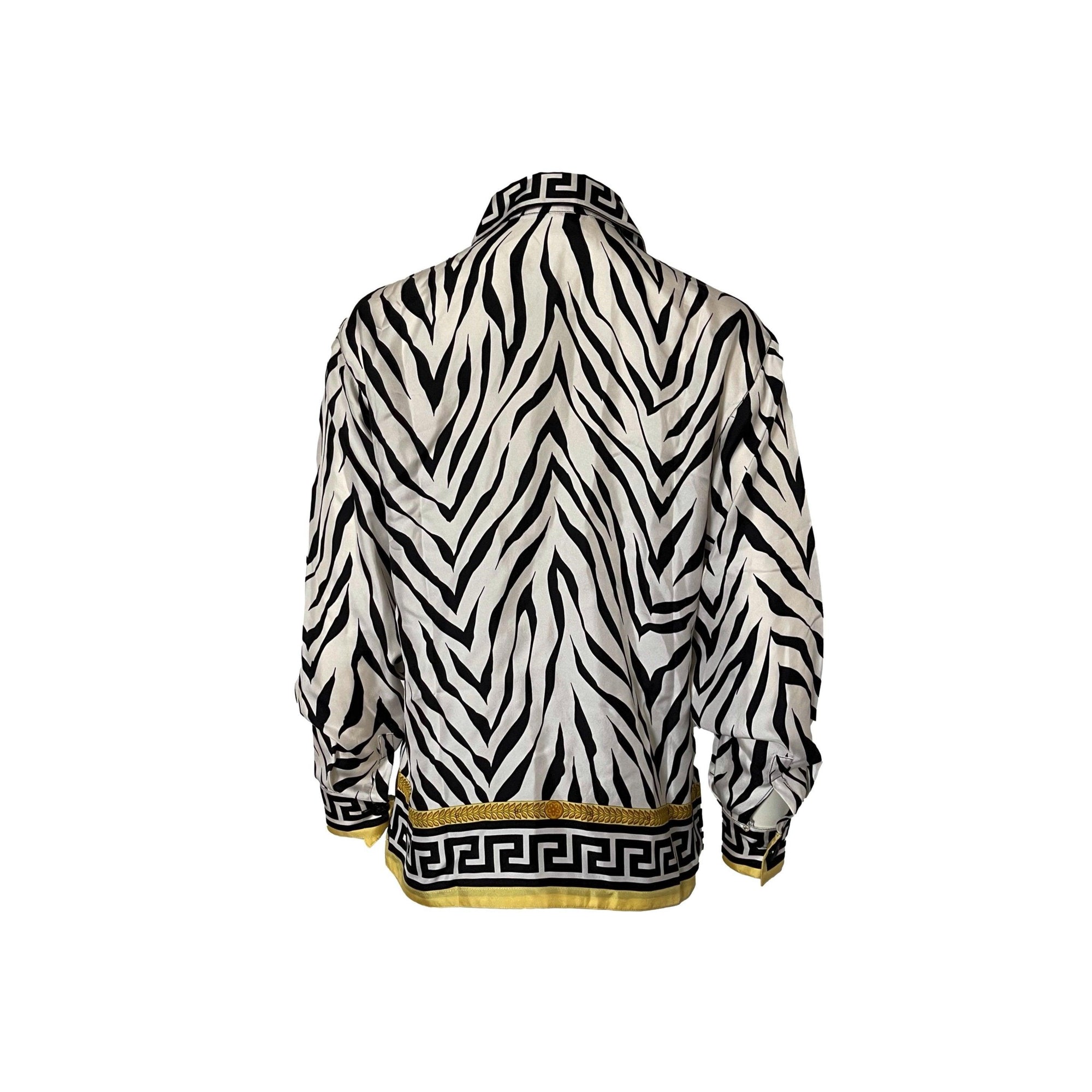 Versace Zebra Print Silk Button Down - Apparel