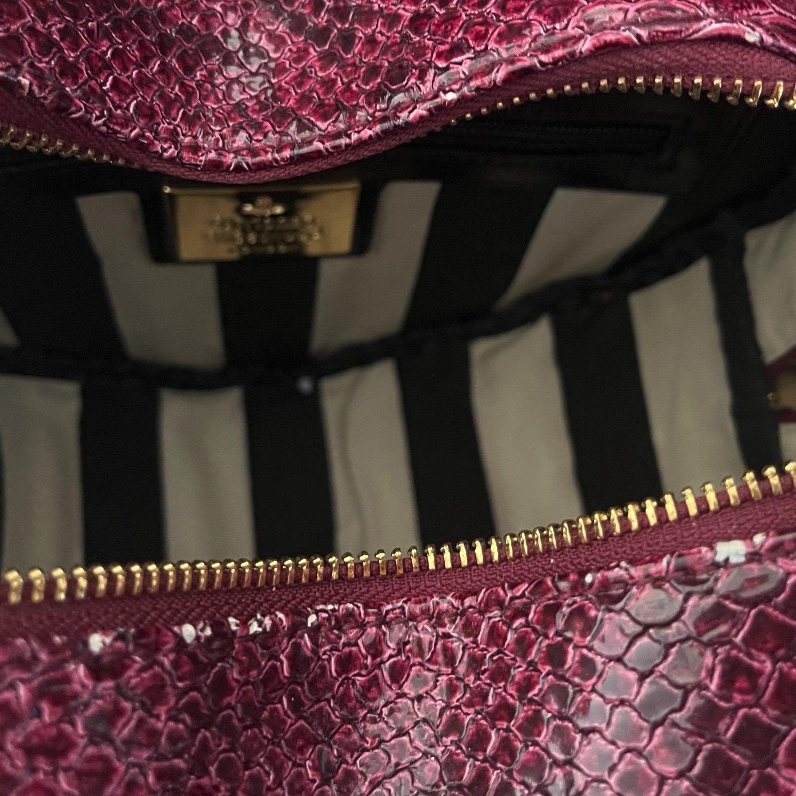 Vintage Vivienne Westwood Burgundy Snake Embossed Heart Bag