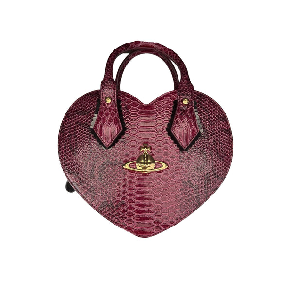 Vivienne Westwood Burgundy Snake Embossed Heart Bag - 
