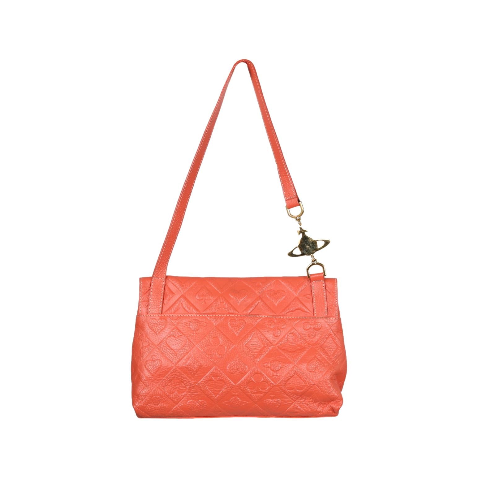 Vivienne Westwood Orange Embossed Shoulder Bag - Handbags