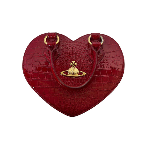 Vivienne Westwood Red Croc Embossed Heart Bag - Handbags
