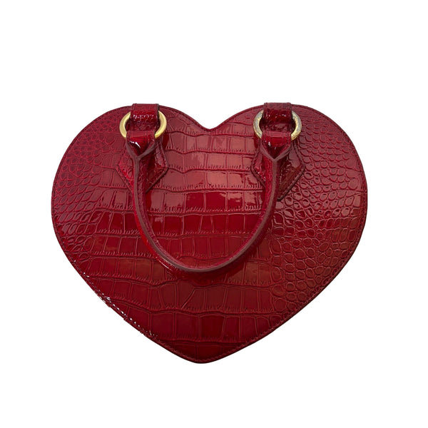 Vivienne Westwood Red Croc Embossed Heart Bag - Handbags
