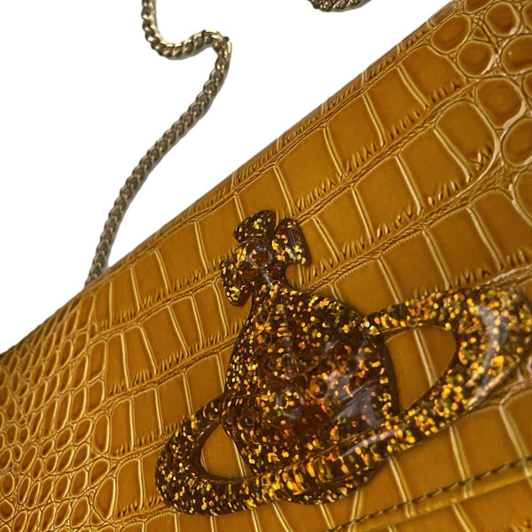 Vivienne Westwood Yellow Croc Embossed Chain Bag - Handbags